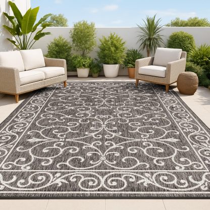Vintage Curly Grass Pattern Outdoor Woven Rug - Image 8