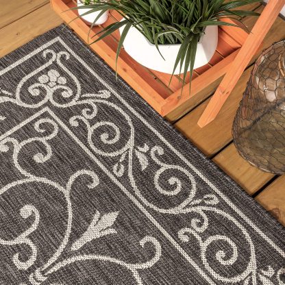 Vintage Curly Grass Pattern Outdoor Woven Rug - Image 4
