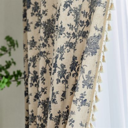 Vintage floral tassel curtains - Image 5