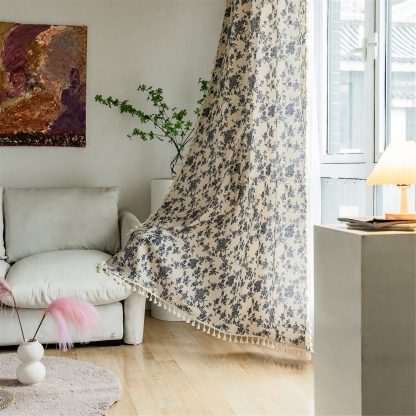 Vintage floral tassel curtains - Image 2