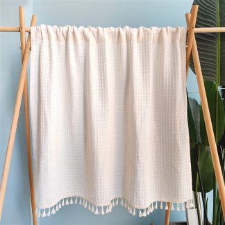 Solid color tassel half curtain