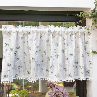 Fresh plant print half curtain