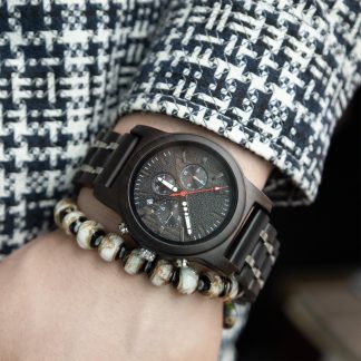 Wooden multi-function quartz watch