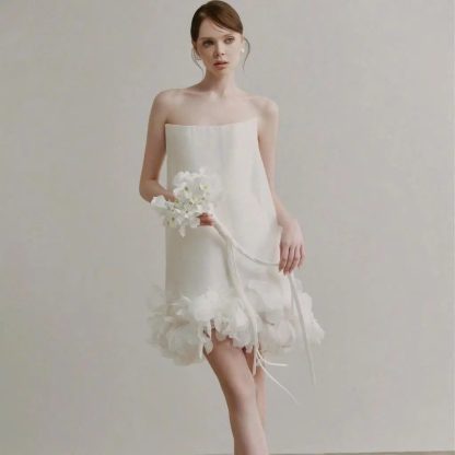 Minimalist tube top tulle dress