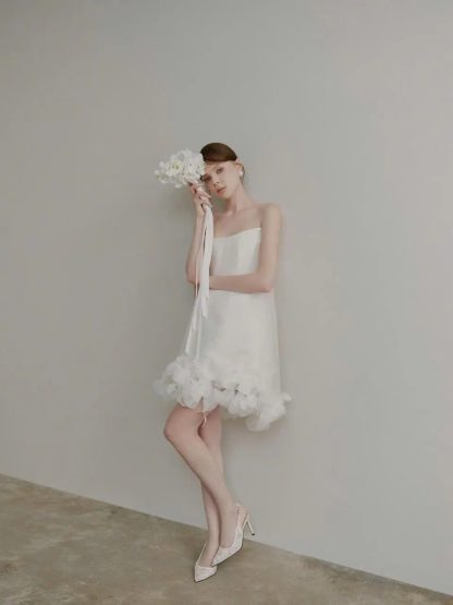 Minimalist tube top tulle dress - Image 2