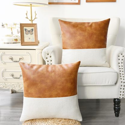 Leather and knitted pillowcase - Image 7