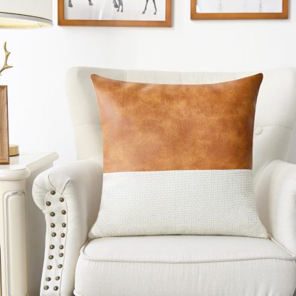 Leather and knitted pillowcase - Image 6