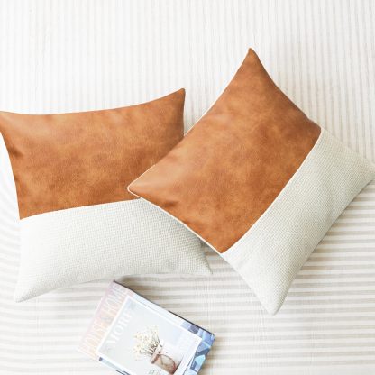 Leather and knitted pillowcase - Image 5