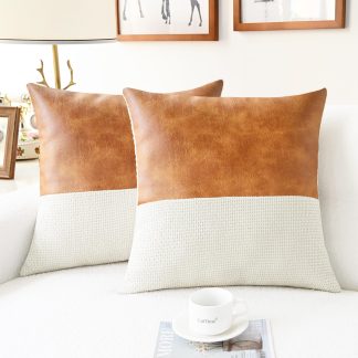 Leather and knitted pillowcase