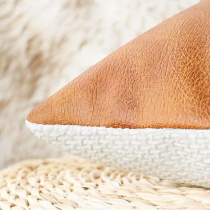 Leather and knitted pillowcase - Image 2