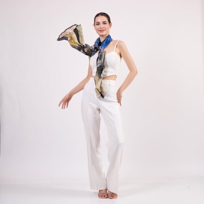 Artistic printed silk scarf - Image 6