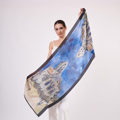 Artistic printed silk scarf - Image 4