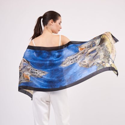 Artistic printed silk scarf - Image 2