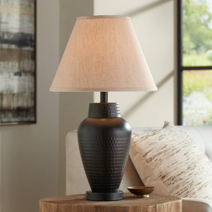 Vintage Hammer Pattern Ceramic Table Lamp - Image 7