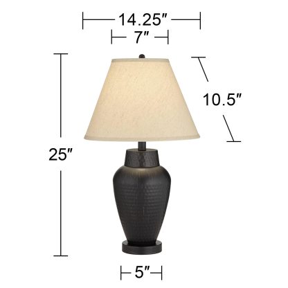 Vintage Hammer Pattern Ceramic Table Lamp - Image 5