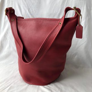 Burgundy leather bucket bag