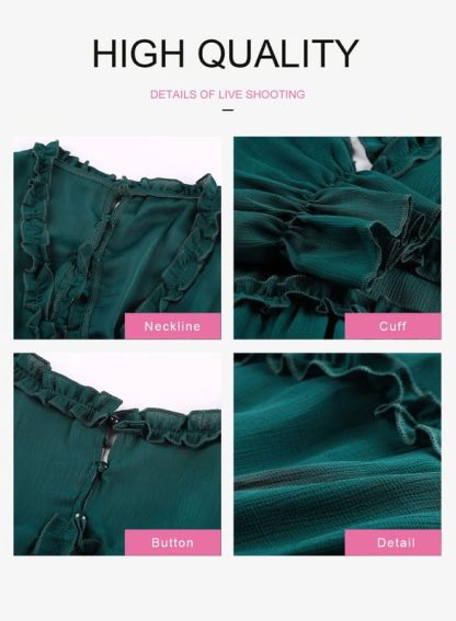 Retro Palace Style V-Neck Ruffle Dress - Image 5