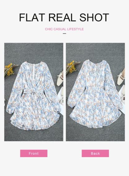 Floral V Neck Dress - Image 6