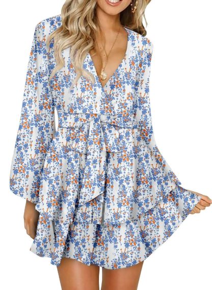 Floral V Neck Dress - Image 5