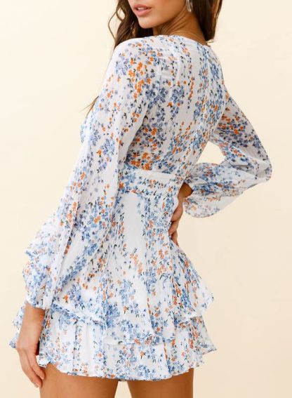 Floral V Neck Dress - Image 4