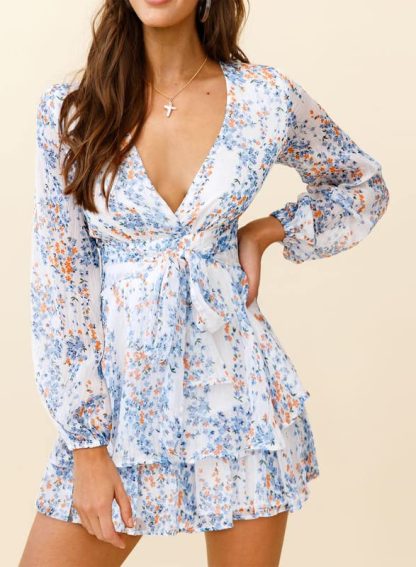 Floral V Neck Dress