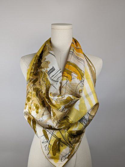 Pastoral style hand-painted silk square scarf - Image 6