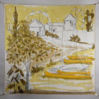 Pastoral style hand-painted silk square scarf