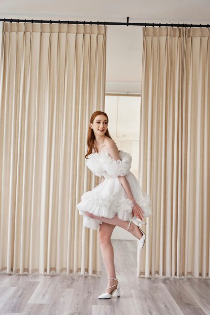 White one-shoulder short tutu skirt - Image 5