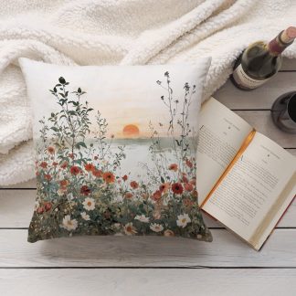 Pastoral sunset floral pillow