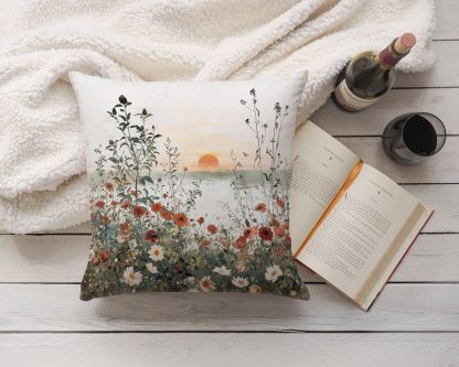 Pastoral sunset floral pillow