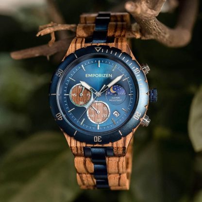 Blue dial with three-eye chronograph function watch - Image 2