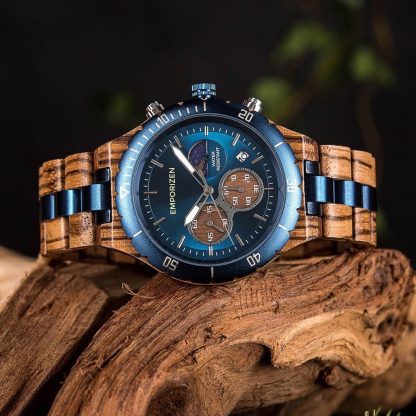 Blue dial with three-eye chronograph function watch - Image 3