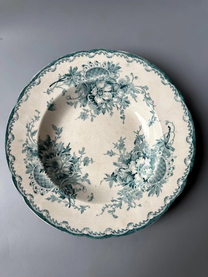 Vintage green floral pattern dinner plate