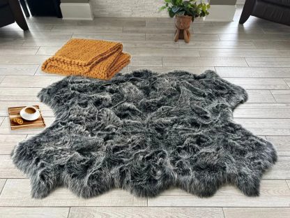 Mysterious style dark grey imitation sheepskin carpet - Image 4