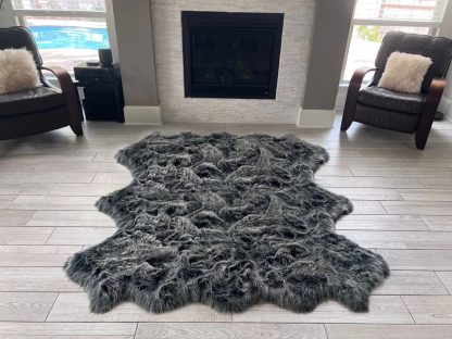 Mysterious style dark grey imitation sheepskin carpet - Image 3