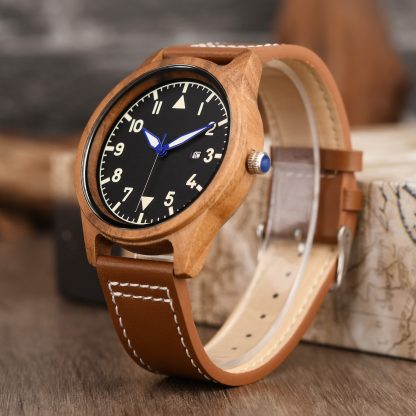 Brown leather strap unique style watch - Image 2