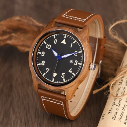 Brown leather strap unique style watch - Image 3