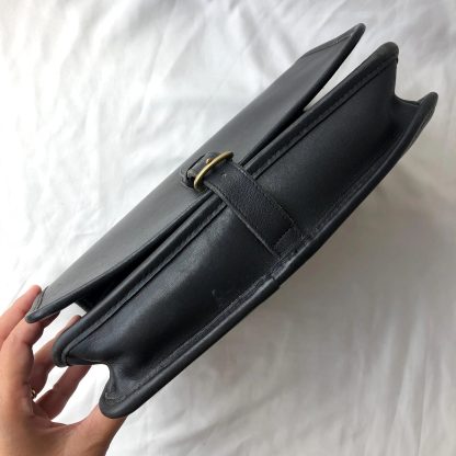 Classic black leather messenger bag - Image 6
