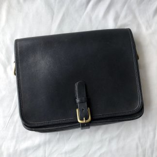 Classic black leather messenger bag