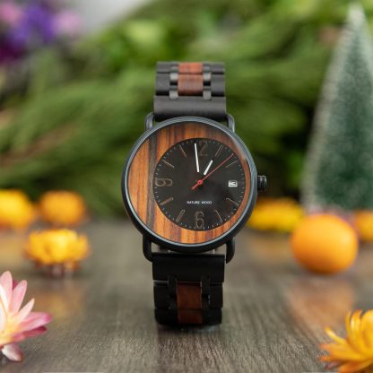 Retro style wooden splicing quartz watch - Image 6