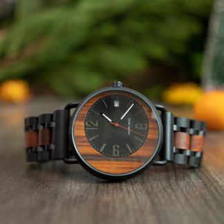 Retro style wooden splicing quartz watch