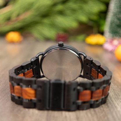 Retro style wooden splicing quartz watch - Image 2