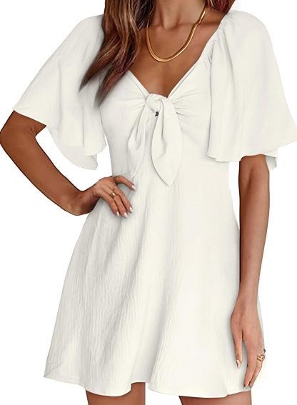 French Style V Neck Bow Dress - Image 4
