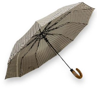 Classic checkered wooden handle umbrella