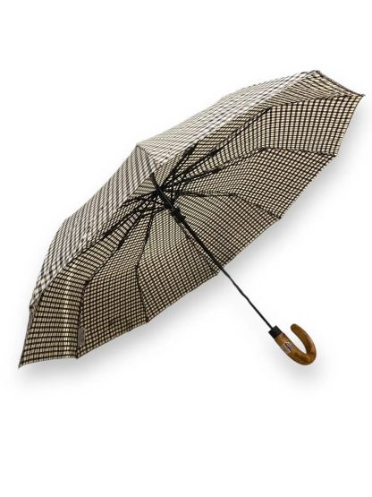 Classic checkered wooden handle umbrella