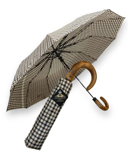 Classic checkered wooden handle umbrella - Image 4