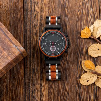 Chronograph function red and black texture watch