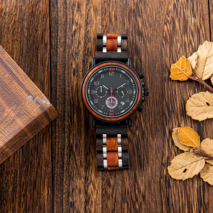 Chronograph function red and black texture watch