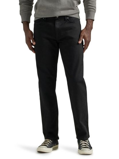 Stylish black straight jeans
