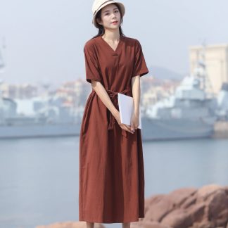 Brown red dress